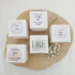 Bruiloftsbedankje | Witte doosjes - vierkante stickers | 20 stuks
