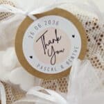 Bruilofts sticker met naam | Thank you – rond met cirkeltekst - Afbeelding 2