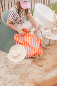 Strandtas | Stripes oranje/roze - Afbeelding 2