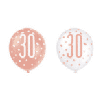 Ballonnen met cijfer |  30 jaar | Rose-goud