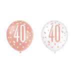 Ballonnen met cijfer |  40 jaar | Rose-goud