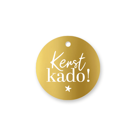 0034495_kp-cadeaulabel-kerst-kado-d60mm_450 Cadeaulabel kerst (rond) | Kerst kado - goud | 3 stuks - Afbeelding 1
