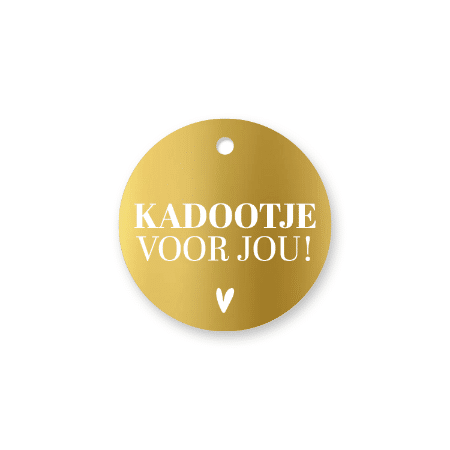 0034499_kp-cadeaulabel-kadootje-voor-jou-d60mm_450 Cadeaulabel kerst (rond) | Kadootje voor jou - goud | 3 stuks - Afbeelding 1