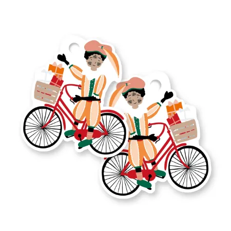 0039071_kp-cadeaulabel-piet-op-de-fiets-50x555mm_450 Sinterklaas cadeaulabel | Piet op de fiets | 3 stuks - Afbeelding 1