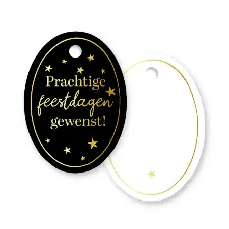 0039080_kp-cadeaulabel-prachtige-feestdagen-gewenst-40x55mm_450 Cadeaulabel kerst (ovaal) | Prachtige feestdagen gewenst | 3 stuks - Afbeelding 1