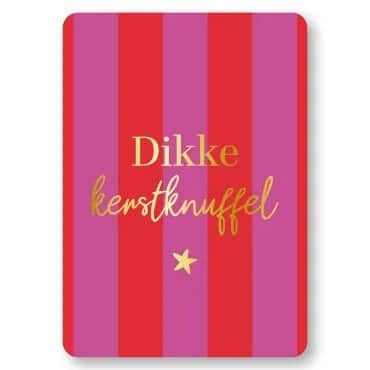 0039227_kp-wenskaarten-a6-dikke-kerstknuffel-stripes-10-stuks_4501 Wenskaarten kerst | Dikke kerstknuffel - Afbeelding 1