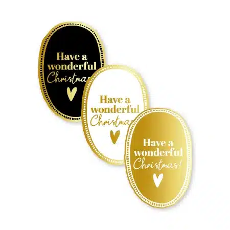 0039648_kp-stickers-40x60mm-have-a-wonderful-christmas-3-varianten-250pr_450 Kerststicker | Have a wonderful christmas | 12 stuks - Afbeelding 1