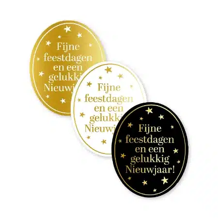 0039654_kp-stickers-40x50mm-fijne-feestdagen-gelukkig-nieuwjaar-3-varianten-250pr_450 Kerststicker | Fijne feestdagen ... gelukkig nieuwjaar | 12 stuks - Afbeelding 1