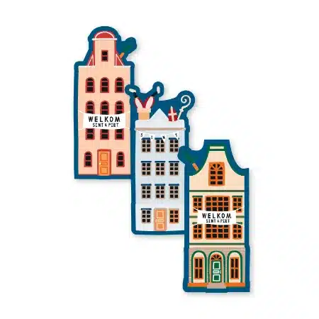 0039668_kp-stickers-33x74mm-sint-piet-huisjes-3-varianten-250pr_450 Sinterklaas sticker | Sint & piet huisjes | 12 stuks - Afbeelding 1