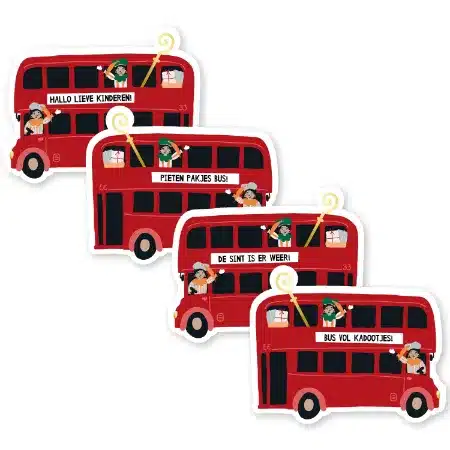 0039669_kp-stickers-64x51mm-pietenbus-4-varianten-250pr_450 Sinterklaas sticker | Pietenbus | 12 stuks - Afbeelding 1