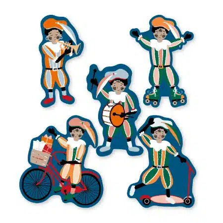0039672_kp-stickers-60x62mm-pietenpret-5-varianten-250pr_450 Sinterklaas sticker | Pietenpret | 10 stuks - Afbeelding 1