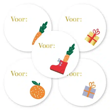 0039674_kp-stickers-d50mm-voor-sint-xl-6-varianten-250pr_450 Sinterklaas sticker | Voor: XL | 12 stuks - Afbeelding 1