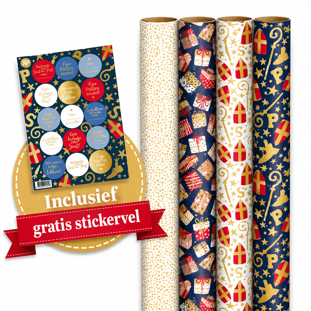 box klassiek Sinterklaas cadeaupapier | Klassiek | 4 rollen - Afbeelding 1