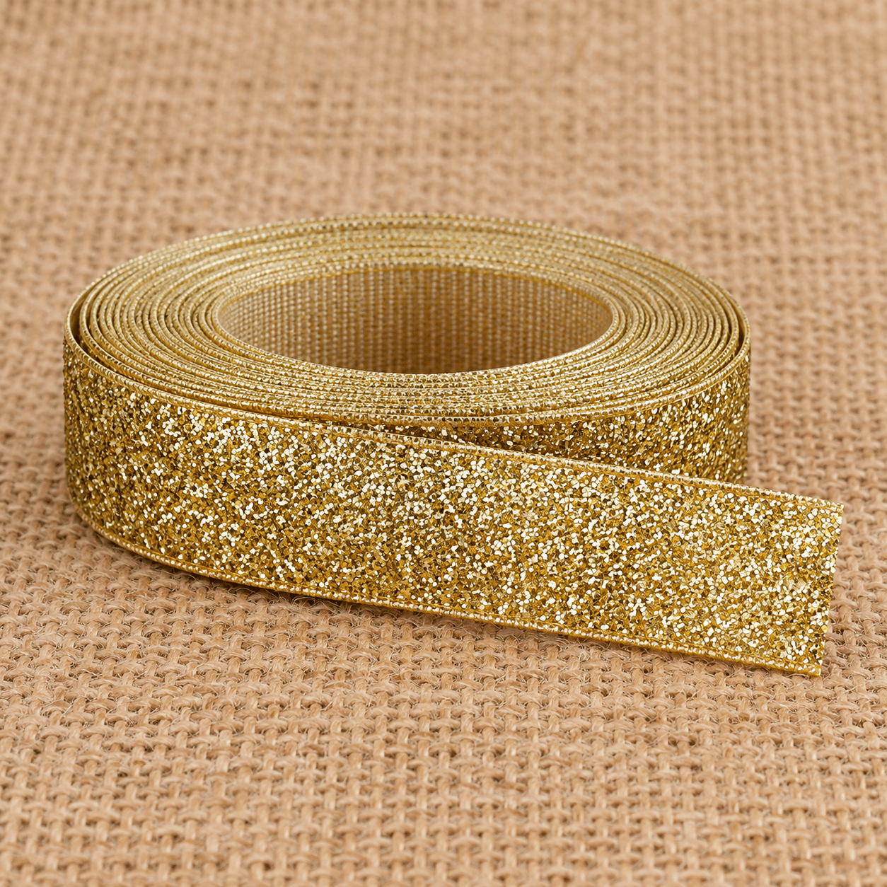 goud velvet 15 mm Kerst | Glitterlint | goud 15 mm - Afbeelding 1