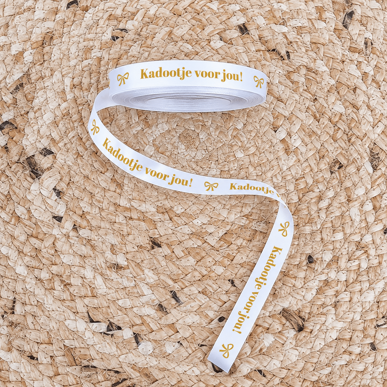 lint wit kadootje voor jou Satijnlint | Kadootje voor jou | Wit-goud - Afbeelding 1