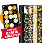 Kerst cadeaupapier | Black & Gold | 5 rollen
